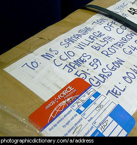 Photo of an addressed parcel