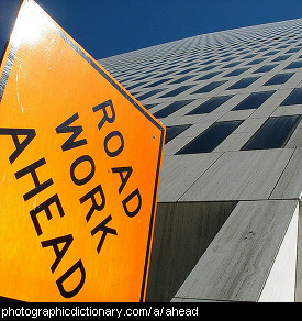 Photo of a road sign that says road work ahead