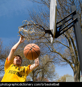 Photo of someone playing basketball
