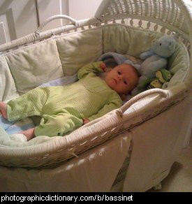 Photo of a baby in a bassinet