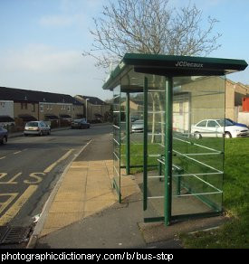 Photo of a bus stop.