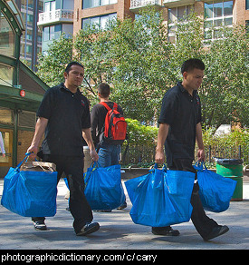 Photo of two men carrying bags