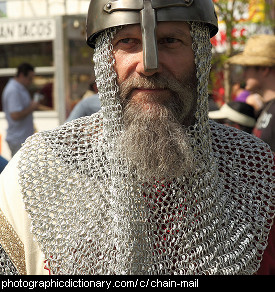 Photo of a man wearing chainmail