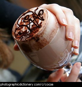 Photo of a glass of hot chocolate.