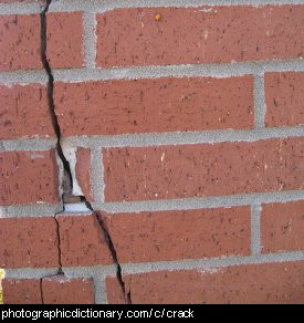 Photo of a crack in a brick wall