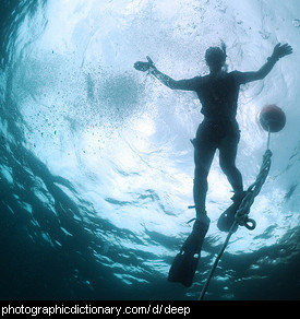 Photo of a diver in deep water