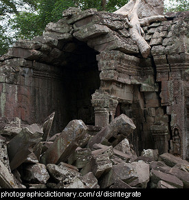 Photo of a building disintegrating