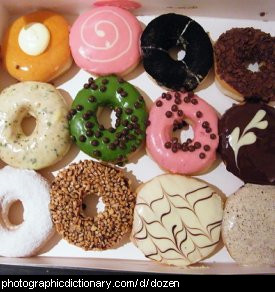 Photo of a dozen donuts