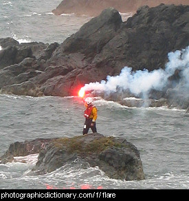Photo of a flare being lit