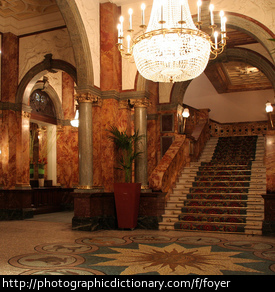 A hotel's foyer.