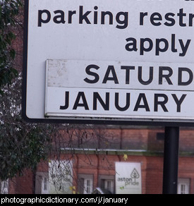 Photo of a sign that says January