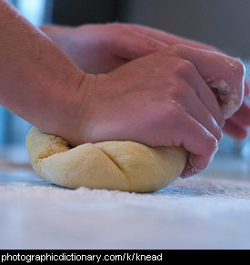Photo of someone kneading dough.