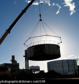 Photo of a crane lifting a load