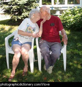 Photo of an old couple in love