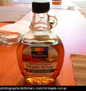 Photo of a bottle of maple syrup