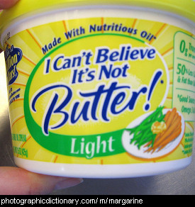 Photo of a tub of margarine.