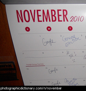 Photo of a calendar on November
