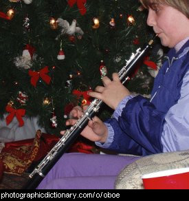 Photo of someone playing the oboe