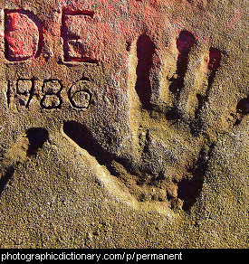 Photo of hand prints in cement