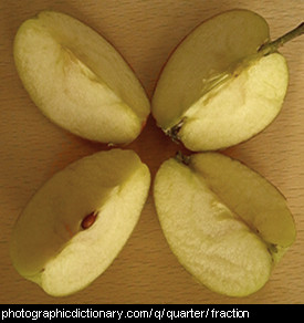 Photo of a quartered apple