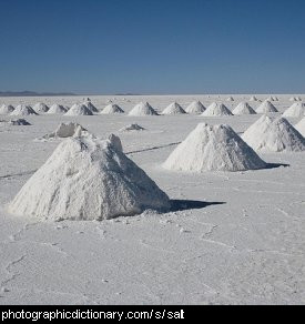 Photo of salt mounds.