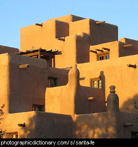 Photo of an adobe building in Santa Fe