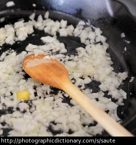 Onions being sauteed.