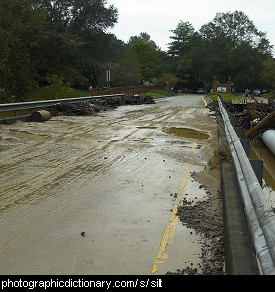 Photo of silt on a road