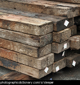 Photo of wooden railway sleepers