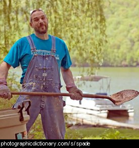 Photo of a man using a spade