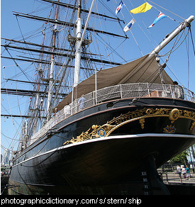 Photo of the stern of a ship