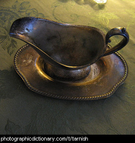 Photo of a tarnished gravy boat