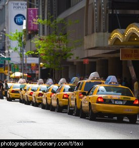 Photo of parked taxi cabs