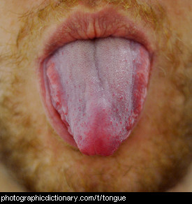 Photo of a man sticking his tongue out.