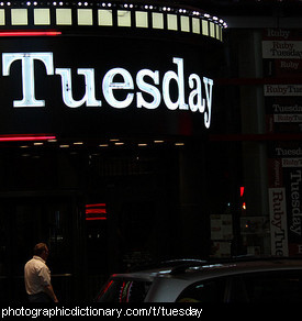 Photo of a sign saying Tuesday