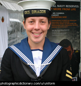 Photo of a woman wearing a naval uniform
