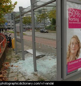 Photo of a vandalised bus stop