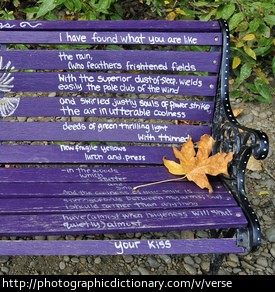 Photo of verse on a bench