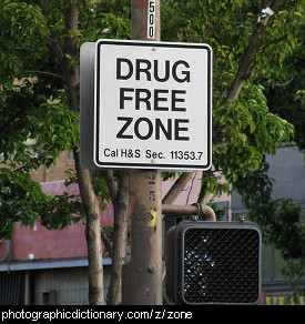 Photo of a drug free zone sign