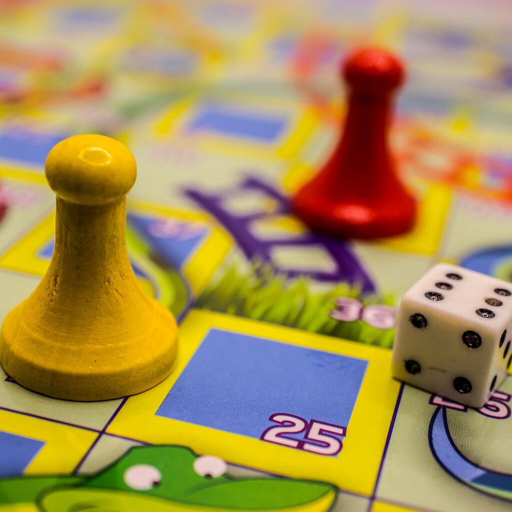 Macro of a snakes and ladders game