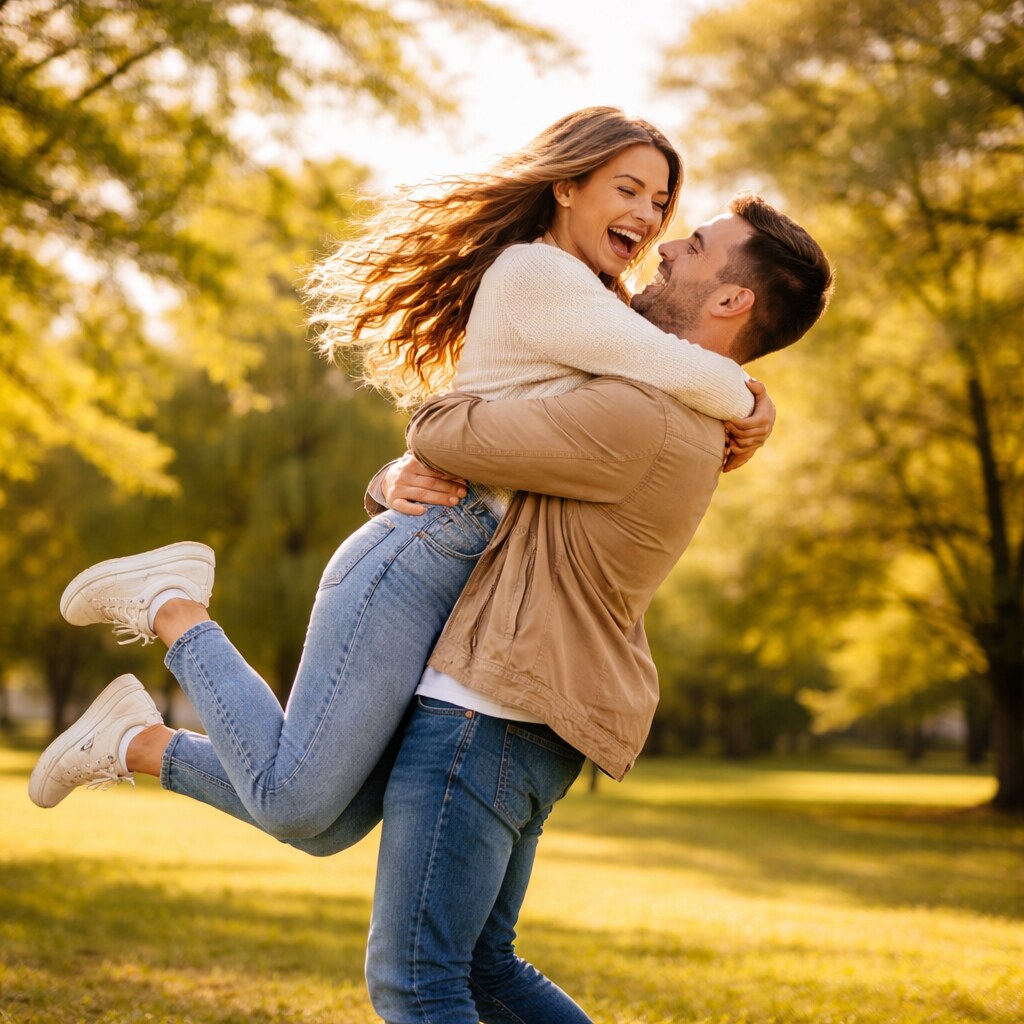 Generated image of a couple head over heels in love