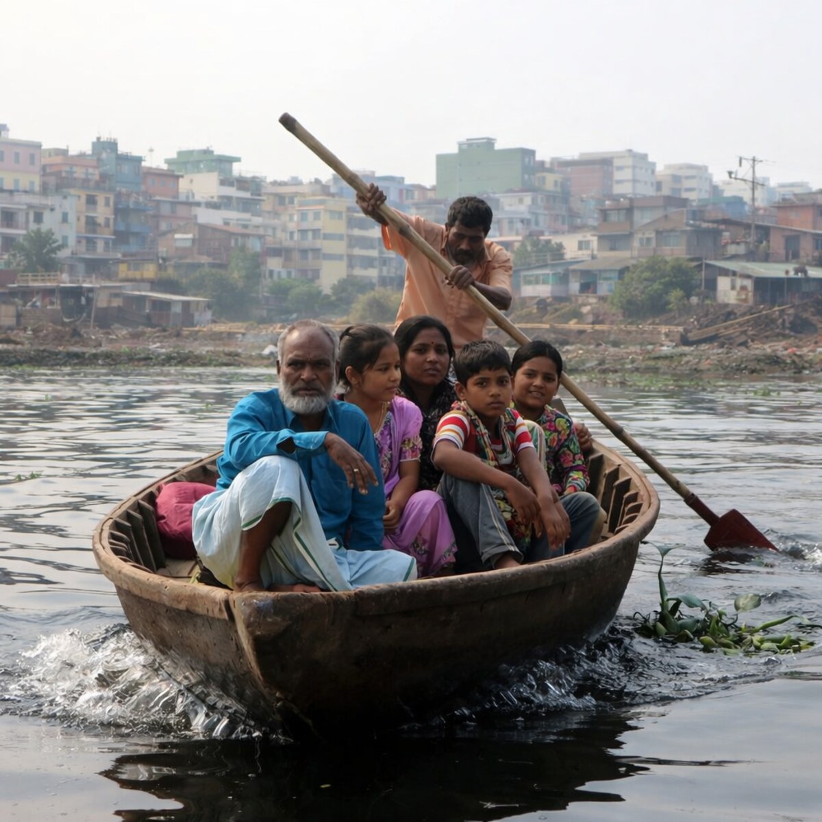 Altered image of a boat full of people