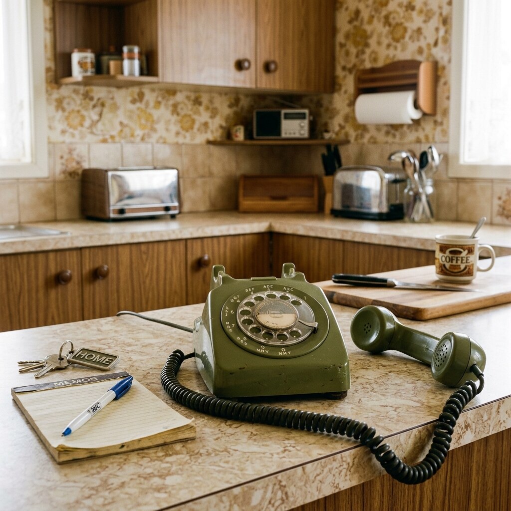 Generated image of an old rotary phone with the receiver off the cradle